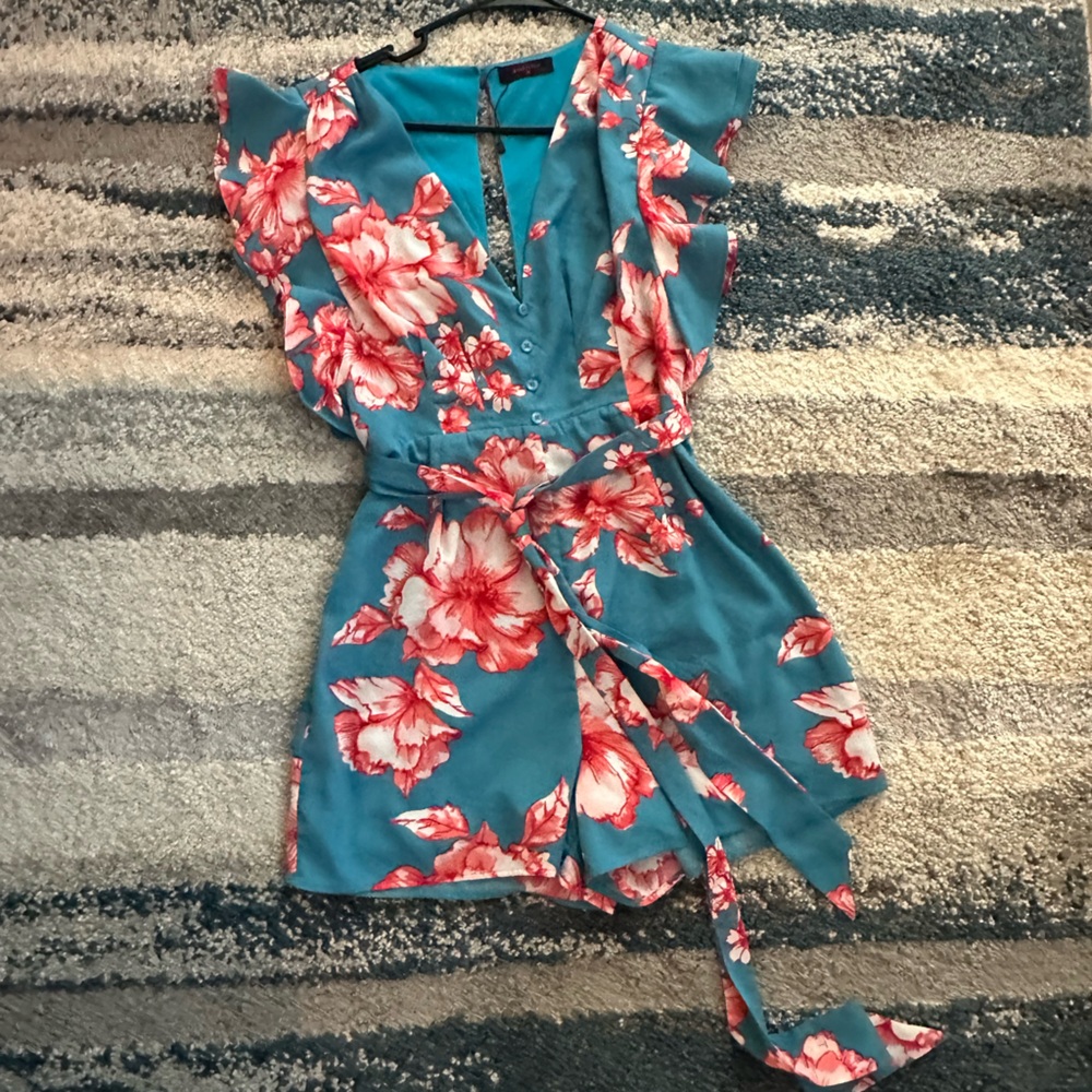 Ambition Turquoise and pink romper